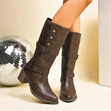 Retro Brown Hip Hop Cowboy Leather Boots