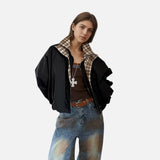 Elevated Retro Colorblock Plaid Casual Jacket
