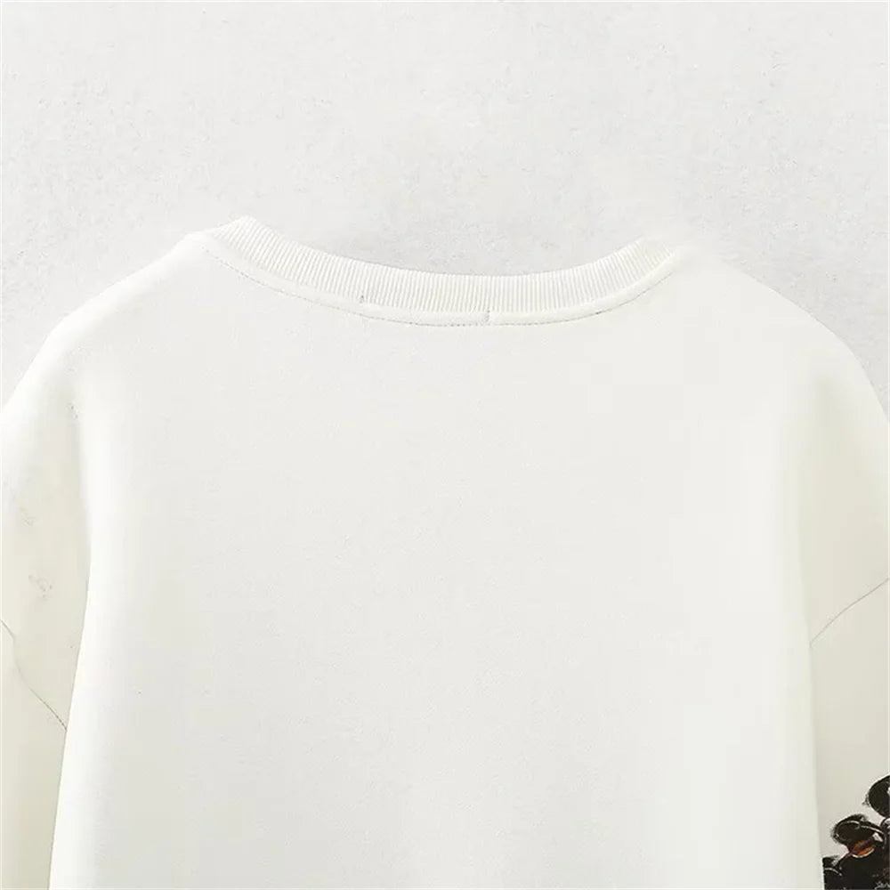 Versatile Casual Winter Girl Pattern Sweatshirt