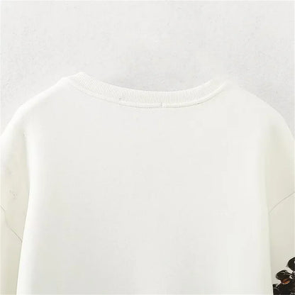 Versatile Casual Winter Girl Pattern Sweatshirt