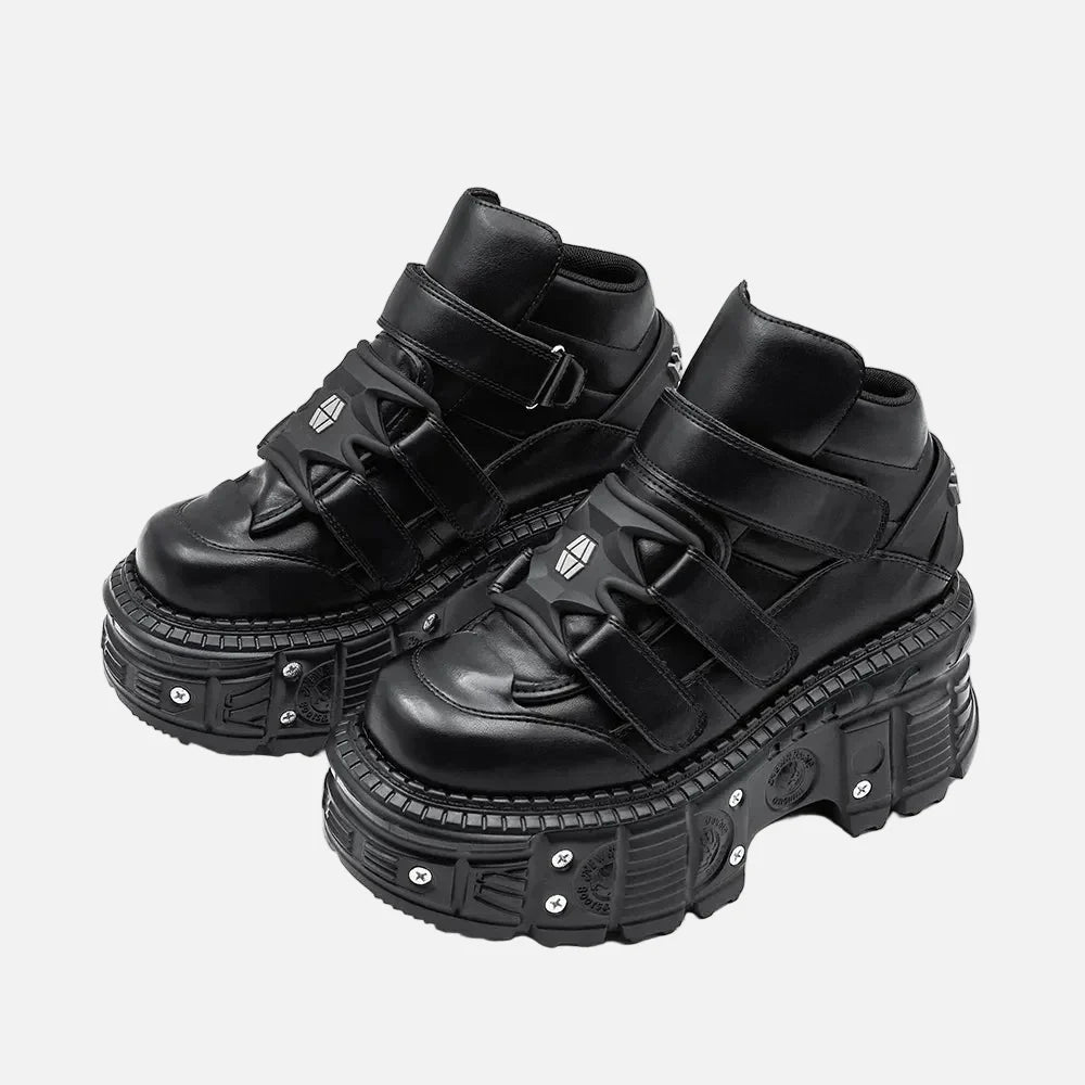 Gothic Ankle with Metal Decor Lace Up Heel Boots