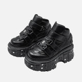 Gothic Ankle with Metal Decor Lace Up Heel Boots