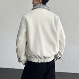 Niche Design Diamonds Fur Collar PU Leather Jacket