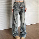 Streetwear Stylish Retro Vintage Straight Leg Jeans