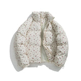 Floral Stand-Up Collar Thickened Puffer Jacket