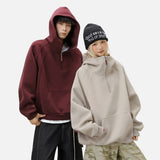 Heavyweight Ribbed Solid Color Half Zip Hoodie