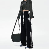 Cool Oversize Stripe Drawstring Cargo Sweatpants