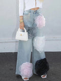 Floral Vine Fairycore Embroidery Jeans