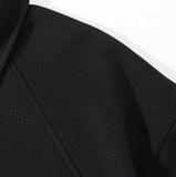 Patchwork Solid Color Turn Down Collar Sweatshirt