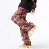 Retro Plaid Wide Leg Pants