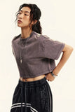 Women's Washed Stitching Crop Top