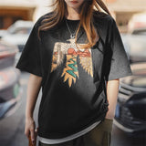 Thunderbird Print Retro Style Embroidered T-Shirt