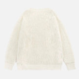Fuzzy Oversized Cat Print Knit Jumper Sweater