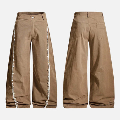 Shell Decoration Patchwork Wide Leg Pants