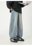Solid Washed Distressed Wide Leg Jeans
