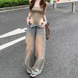 Vintage Retro Rhinestone Baggy Jeans