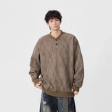 Cozy Ribbed Knit Henley Neck Sweatshirt