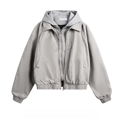 Patchwork Silhouette Retro Hooded Jacket