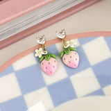 Korean Strawberry Flower Love Heart Earrings