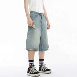 Summer Washed Broken Hole Denim Jorts