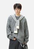 Chunky Mohair Cable Solid Color Knit Sweater