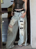 Y2K Streetwear Vintage Blue Boyfriend Ripped Jeans