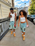 Retro Y2K Embroidered High Waist Denim Short