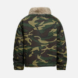 Camouflage Single Breasted Fur Collar Padded Jacket