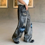 Y2K Patchwork Ripped Loose Straight Leg Jeans