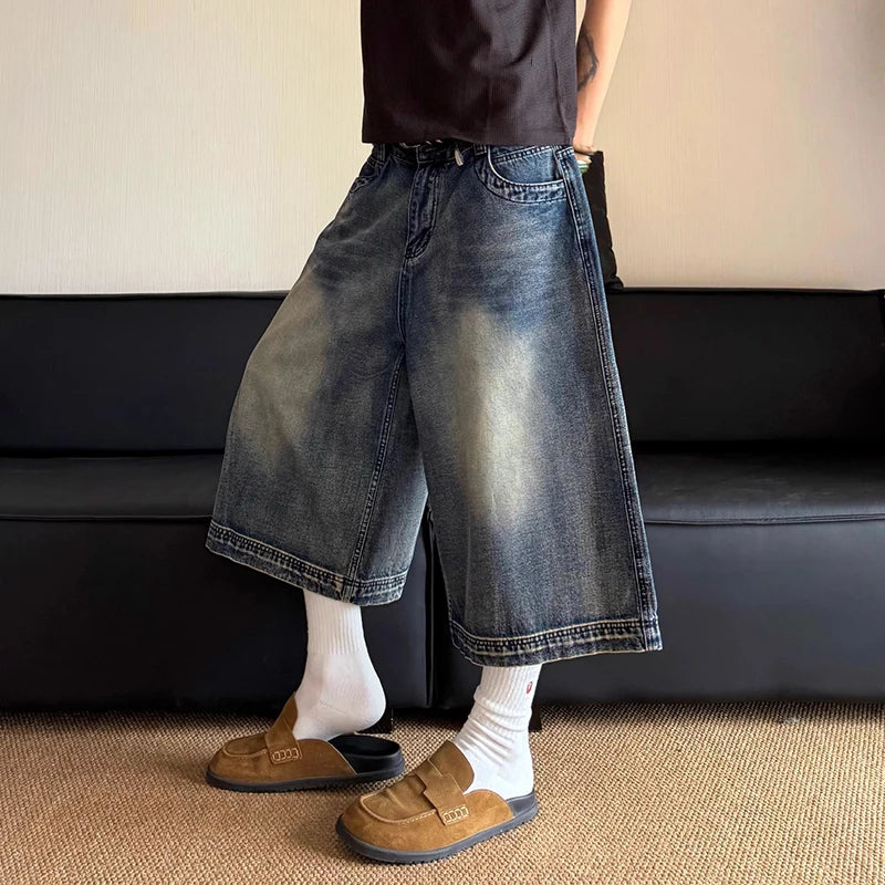 Solid Color American Style Denim Jorts