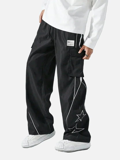Trendy Casual Star Print Multi Pocket Jogger