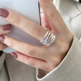 Geometric Twisted Lines Sterling Silver Ring