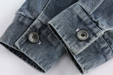 Butterfly Flowers Print Denim Jacket