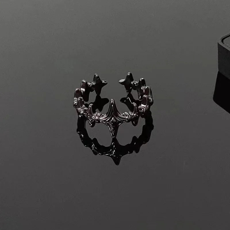Irregular Cross Star Open Adjustable Ring
