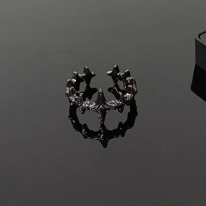 Irregular Cross Star Open Adjustable Ring