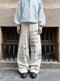 Cyber Y2K Printed White Baggy Jeans