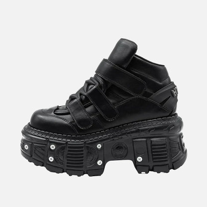 Gothic Ankle with Metal Decor Lace Up Heel Boots