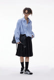 Essential Checkered Pleated Cotton Long Sleeve Shirt