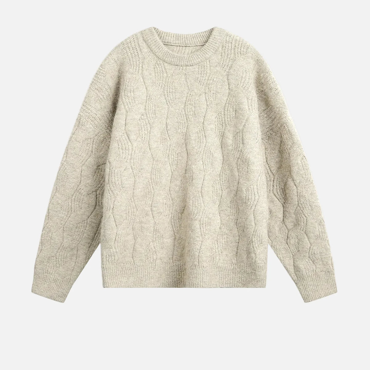 Chunky Mohair Cable Solid Color Knit Sweater