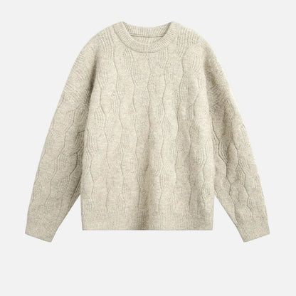 Chunky Mohair Cable Solid Color Knit Sweater