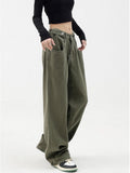 High Waist Green Floor-length Pants