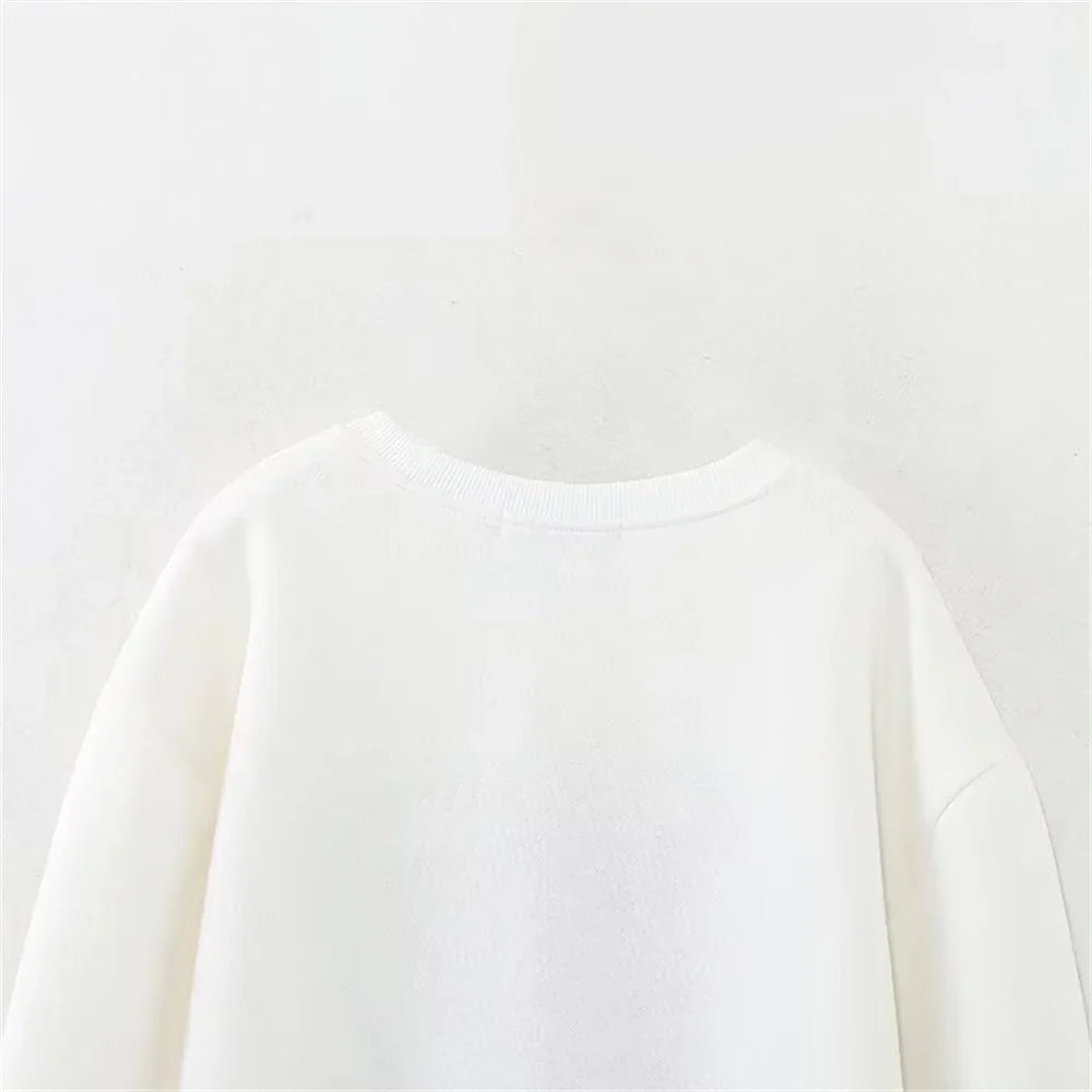 Winter Versatile Embroidered Round Neck Sweatshirt