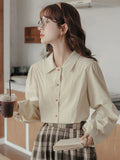 Elegant Vintage Puff Sleeve Blouse Shirt