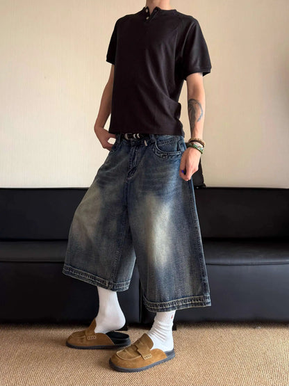 Solid Color American Style Denim Jorts