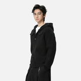 Frayed Design Thick Knit Hooded Knits Cardigan