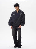 Y2K Letter Print College Style Washed Sports Sweatshirt