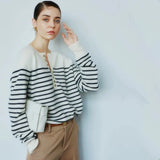 French Striped Cashmere Crew Neck Sweater