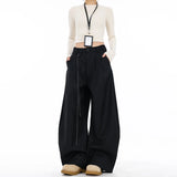 Black High Waist Straight Suit Pants