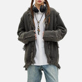 Chic Retro Tassel Ripped Long Sleeve Cardigan