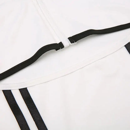 Striped Cyberpunk Cut Out Bodysuit